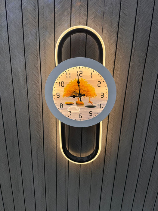 Led wall light with a clock