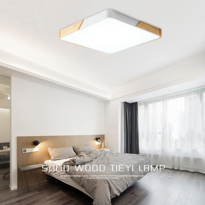 36w LED Modern Ceiling Lamp, Wood Indoor LED Flush Ceiling Light Wood Grain Color Simple Flat Panel Lights, for Living Room Bedroom Hallway