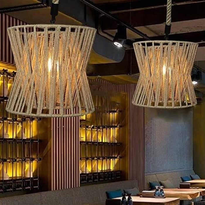 Basket Shape Chandelier Jungle Style Art Pendant Light Shade Anti-Rust Ceiling Lights Bucolic Chandeliers Hanging Light