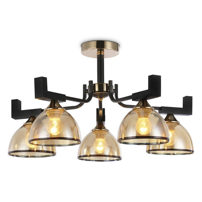 Chandelier 5xE27 black gold metal