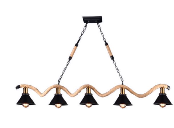 Vintage Rope Style Pendant Lamp 5 Lights/Modern para Sala Chandeliers Lighting for Living Room Dining Indoor Lamp Fixture Home Decoration,Chandelier Bulbs