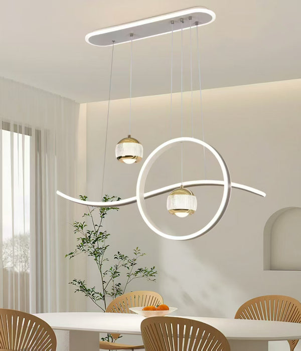 Modern Chandelier 95W Dimmable Ceiling Pendant Light Fixture Linear Arc Minimalist Kitchen Island Bar Designer Ceiling Light Height Adjustable Creative Dining Room Hanging Lamp Lighting