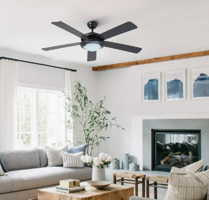 LED Ceiling Fan with Light 52 Inch Espresso Finish Frosted Glass