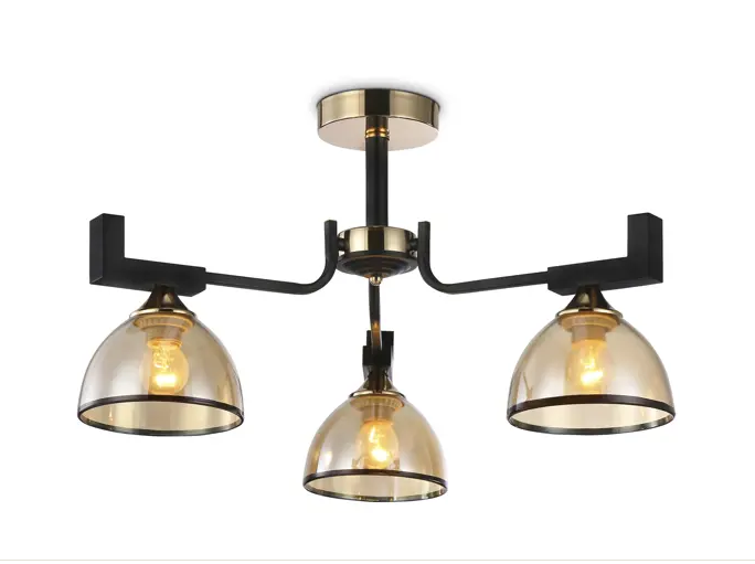 Chandelier 3xE27 black gold metal