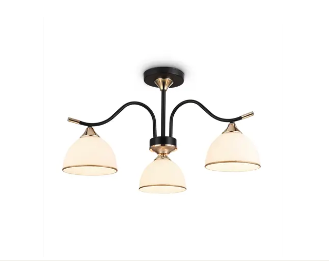 Glass Chandelier 3xE27 black gold metal