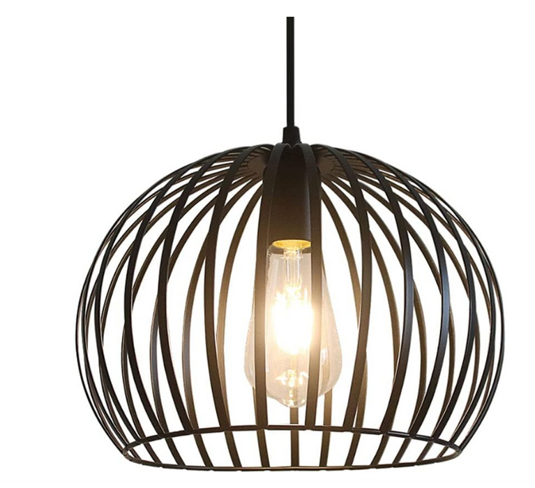 Ceiling Hanging Light, Black Wrought Iron Chandelier Mesh Circular Metal Industrial Lighting Pendant Lamp Club Restaurant Ceiling Hanging Light Fixture V-intage Wrought Iron Lampshade Dining Room