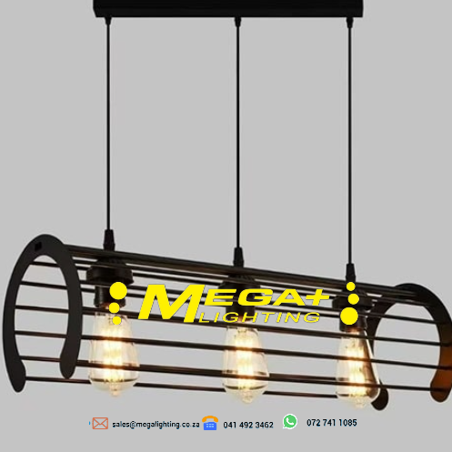 Black E27x3 Pendant Light Iron Hanging Lamp Kitchen
