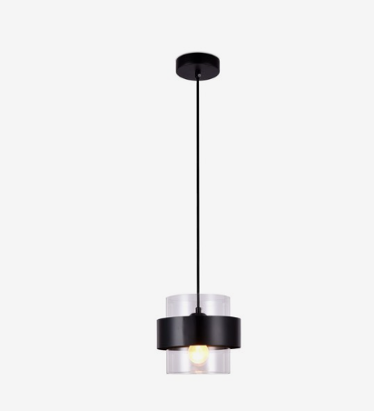 Black Cylindrical Smoke Glass Pendant Light