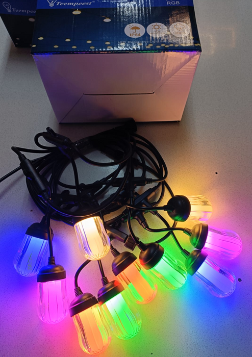 5M Led String With Hooks warm white IP54 10 Bulbs With Extension Port 220V