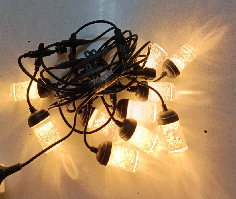 5M Led String With Hooks warm white IP54 10 Bulbs With Extension Port 220V