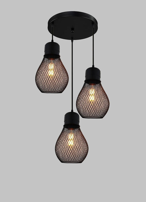 Retro Style Chandelier Industrial Black Iron Pendant Lamp Creative Hollow Lampshade Ceiling Lighting E27 Ceiling Hanging Light for Restaurant and Bar Bedroom Bedside