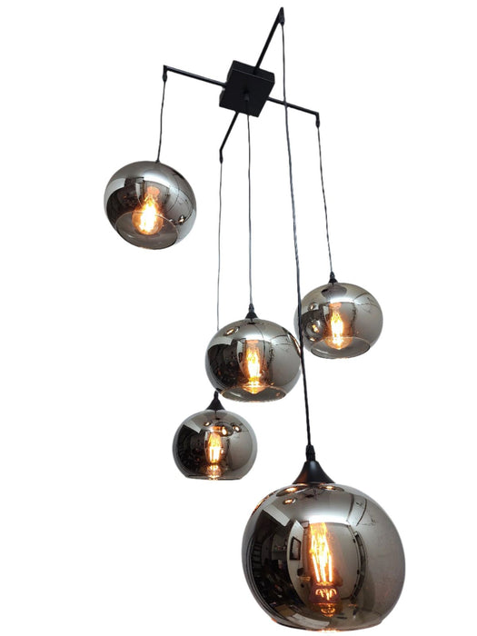 5 E27 Modern Nordic Chandelier smoke glass pendant light