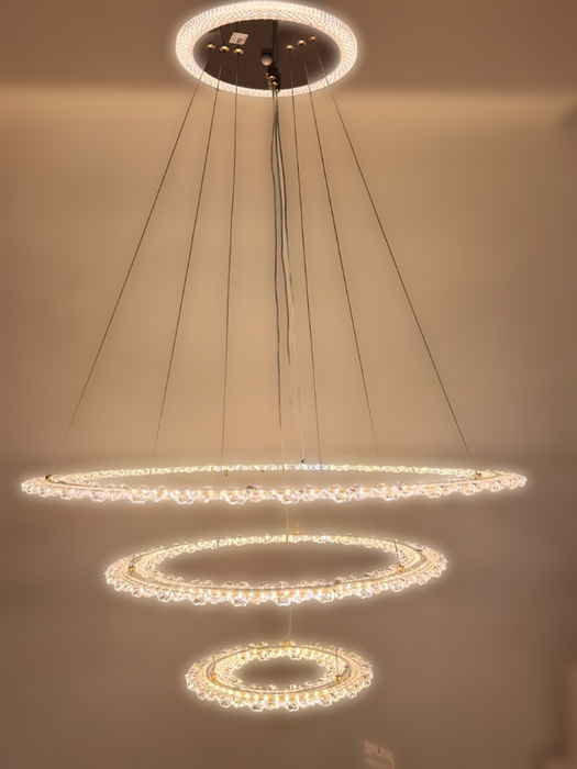 3Ring Beautiful LED Pendant Chandelie Modern Oval Rings Led Chandelier Hanging Lighting Luster Pendulum Ceiling Fixture Luminaire for Living Room