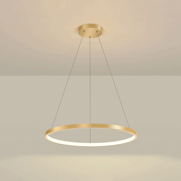 PANNN LED Pendant Light Modern Ring Chandelier Dining Table Pendant Lights Dimmable Round Ceiling Light with Remote Control for Island Living Room Dining Room Kitchen Living Room(Gold,1-Ring-80cm)