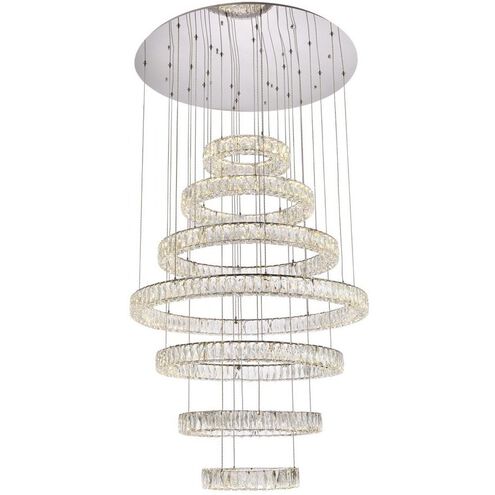 7 Light hanging crystal rings STAIRCASE 2m Chrome Chandelier