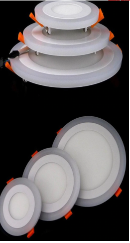 Blue+White Round LED Panel Downlight 6W 9W 16W 24W Double LED Panel Lights.