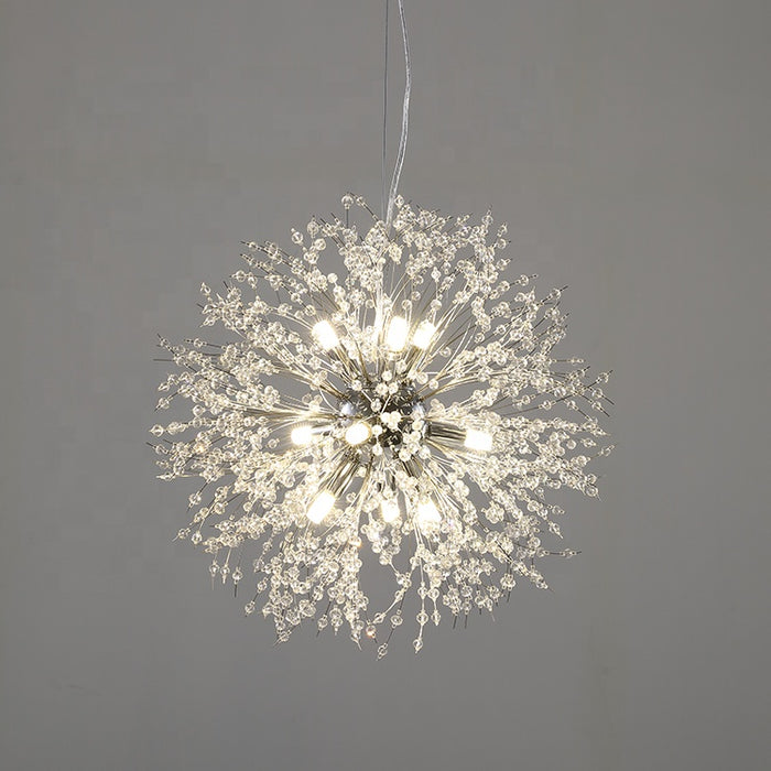 Modern Chrome Crystal Dandelion Chandelier Lighting Spark Ball Pendant Lamp
