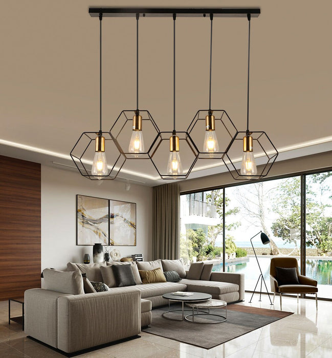 5 Light Metal Lamp Cage pendant light