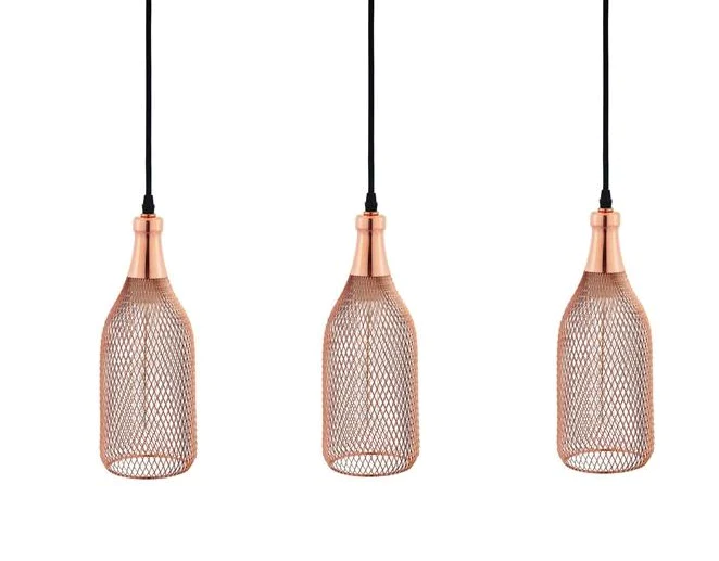 3 Light Bottle-Shaped Rose Gold Pendant Light
