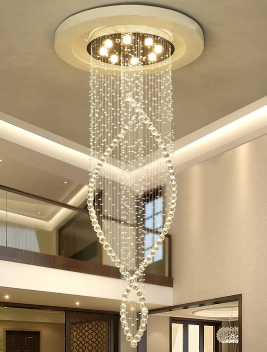 LED crystal pendant light 2m long Modern Villa Staircase