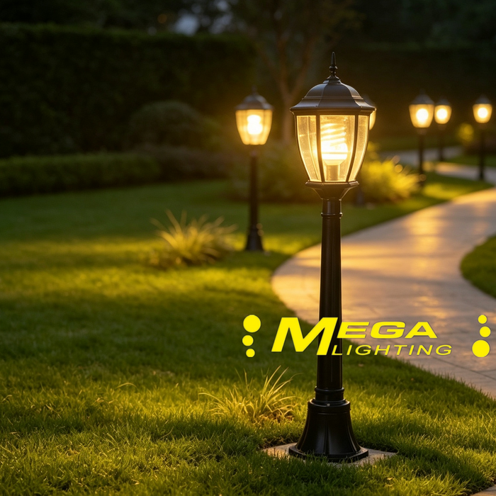 MG‑B022L 100cm vintage garden post‑light IP65‑waterproof classic lantern E27 ground‑mount lamp MEGA LIGHTING South Africa