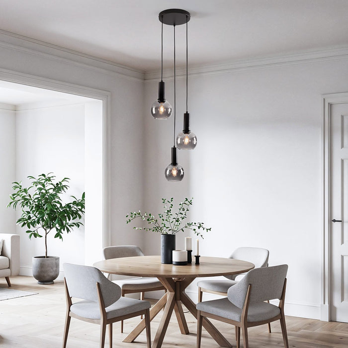 Hanging lamp 3xE27 SUPRA BLACK 3 monke galss bowl hanging pendant lamp