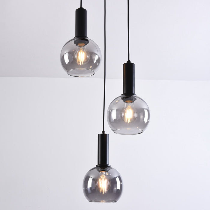 Hanging lamp 3xE27 SUPRA BLACK 3 monke galss bowl hanging pendant lamp