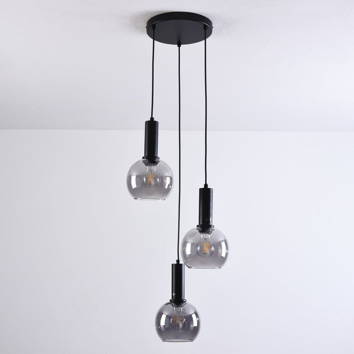 Hanging lamp 3xE27 SUPRA BLACK 3 monke galss bowl hanging pendant lamp