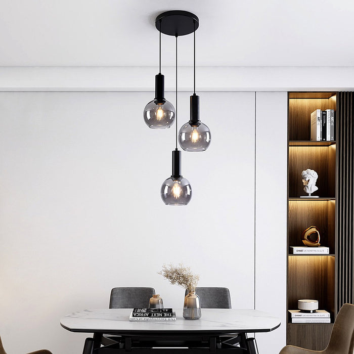 Hanging lamp 3xE27 SUPRA BLACK 3 monke galss bowl hanging pendant lamp