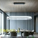 120cm oval crystal linear LED pendant light, ultra-thin luxury hanging lamp adjustable height 1-1.5m, 3 CCT 3000K 4000K 6500K gold and black frame ceiling light for dining room living area kitchen island, MEGA LIGHTING South Africa