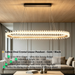 120cm oval crystal linear LED pendant light, ultra-thin luxury hanging lamp adjustable height 1-1.5m, 3 CCT 3000K 4000K 6500K gold and black frame ceiling light for dining room living area kitchen island, MEGA LIGHTING South Africa