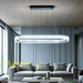 120cm oval crystal linear LED pendant light, ultra-thin luxury hanging lamp adjustable height 1-1.5m, 3 CCT 3000K 4000K 6500K gold and black frame ceiling light for dining room living area kitchen island, MEGA LIGHTING South Africa