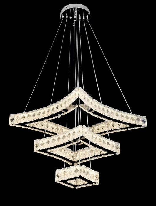 Modern Crystal Led Chandelier Lights Home Lighting Chrome Lustre Chandeliers Ceiling Pendant Fixtures Compatible with Living Room,Modern Chandelier Light (2Rings D50Xd30Cm Changeable)/D49*35