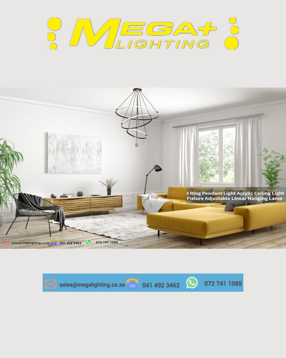 Modern LED Chandeliers 3 Ring Pendant Light Acrylic Ceiling Light Fixture Adjustable Linear Hanging Lamp Tricolor Dimming,Chandeliers