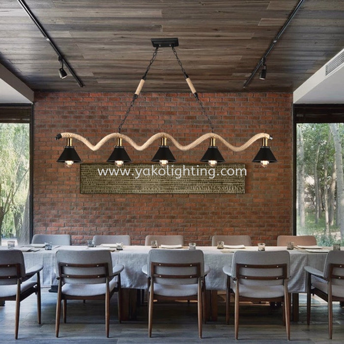 Vintage Rope Style Pendant Lamp 5 Lights/Modern para Sala Chandeliers Lighting for Living Room Dining Indoor Lamp Fixture Home Decoration,Chandelier Bulbs