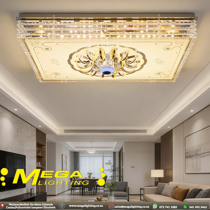 Luxury Crystal Ceiling Light with Bluetooth Speaker (790X590MM)