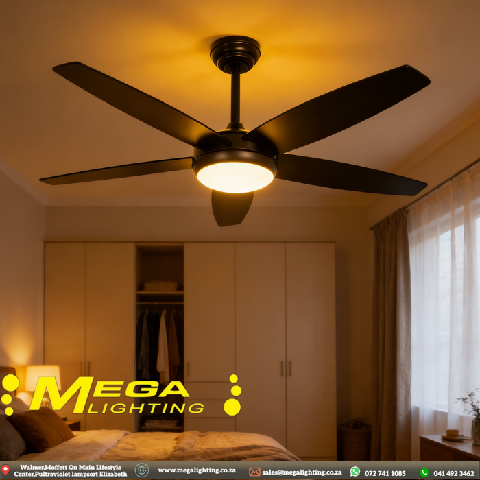 52inch Wood Ceiling Fan with Light 5 Dual Blades Ceiling Fan with light and Remote 6 Speed Levels LED Dimmable Reversible Function for Farmhouse Bedroom Living Room