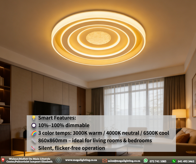 Modern Slim LED Ceiling Light – Smart Dimming & Remote Control | South Africa | MEGA LIGHTING