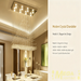Modern rectangle crystal LED chandelier L80×W30×H80cm, 3-colour dimmable 3000K 4000K 6500K adjustable hanging height luxury pendant lamp for dining room living room, MEGA LIGHTING South Africa