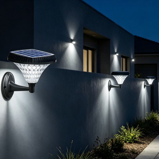 20W Solar Outdoor Wall Light diamond crystal shade no wiring auto dusk dawn MEGA LIGHTING South Africa