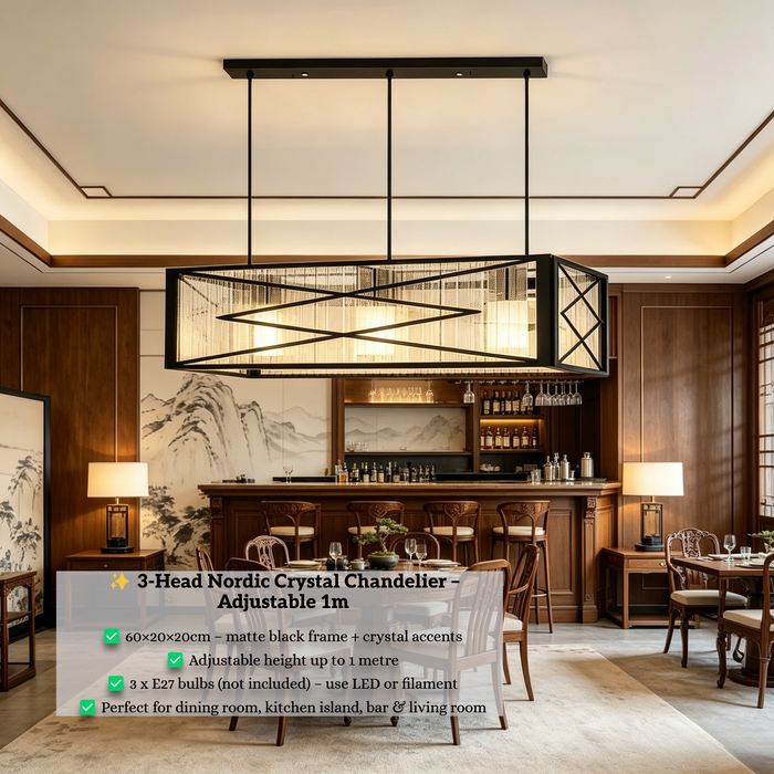 3-Head Modern Nordic Crystal Chandelier | Elegant Modern Pendant Light | South Africa | MEGA LIGHTING