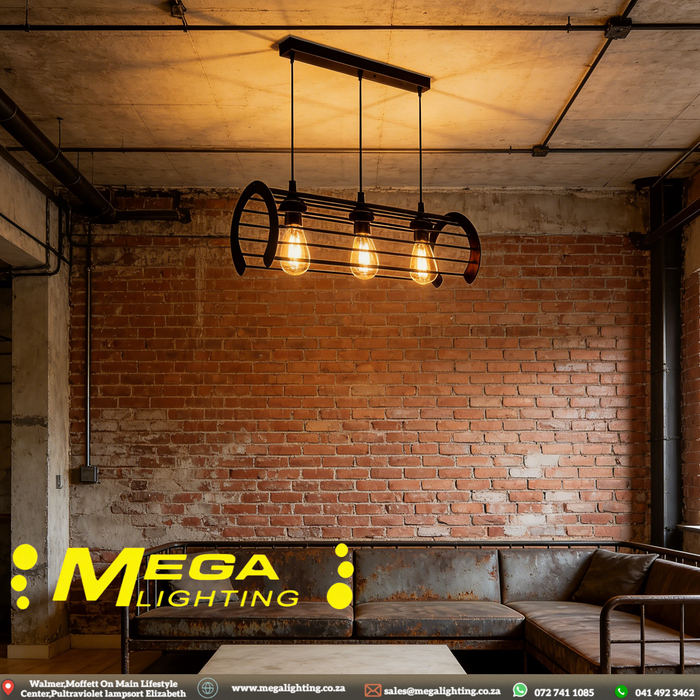 Black 3-Light E27 Pendant Light | Iron Hanging Lamp for Kitchen | South Africa | MEGA LIGHTING