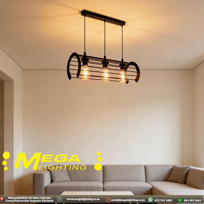 Black 3-Light E27 Pendant Light | Iron Hanging Lamp for Kitchen | South Africa | MEGA LIGHTING
