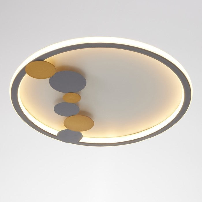 LED Nordic Luxury Round Flush Mount Ceiling Light | Acrylic Shade 3-Color Dimmable Lamp for Bedroom Living Room Dining Kitchen | Mega Lighting