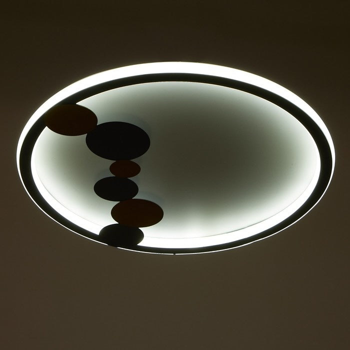 LED Nordic Luxury Round Flush Mount Ceiling Light | Acrylic Shade 3-Color Dimmable Lamp for Bedroom Living Room Dining Kitchen | Mega Lighting
