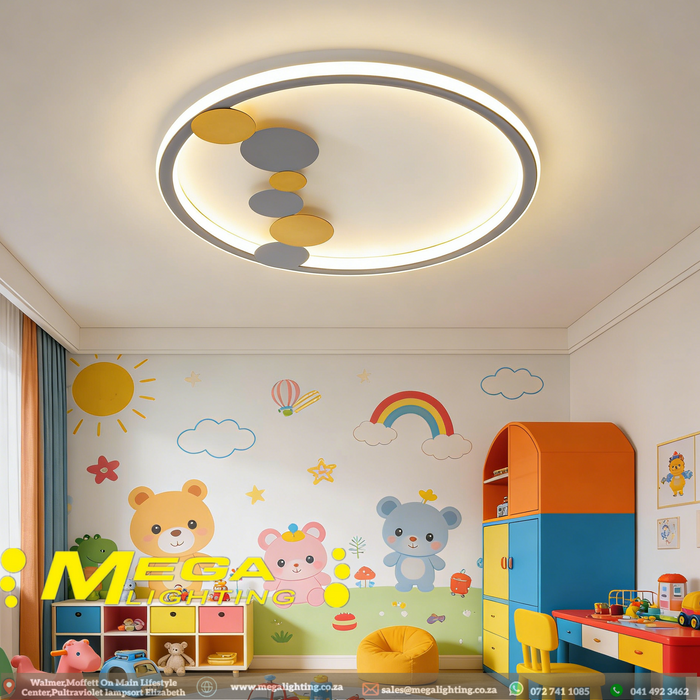 LED Nordic Luxury Round Flush Mount Ceiling Light | Acrylic Shade 3-Color Dimmable Lamp for Bedroom Living Room Dining Kitchen | Mega Lighting