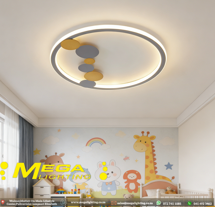 LED Nordic Luxury Round Flush Mount Ceiling Light | Acrylic Shade 3-Color Dimmable Lamp for Bedroom Living Room Dining Kitchen | Mega Lighting