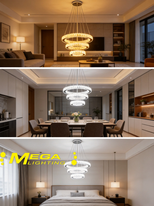 3 Ring Crystal Chandlier Modern LED Crystal Chandelier For Living Room