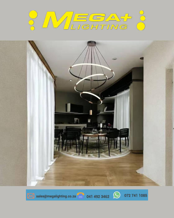 Modern LED Chandeliers 3 Ring Pendant Light Acrylic Ceiling Light Fixture Adjustable Linear Hanging Lamp Tricolor Dimming,Chandeliers