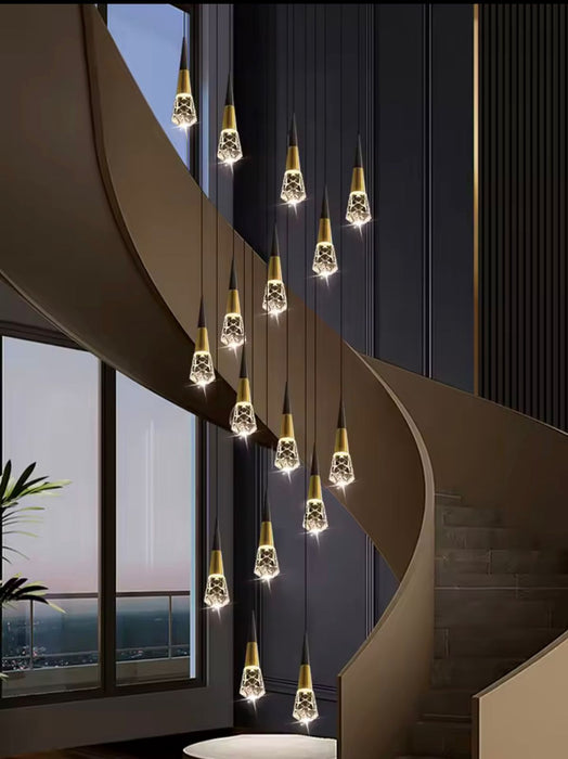3‑Meter Teardrop Crystal Chandelier – Bubble Crystal Pendants | 3‑Colour LED | MEGA LIGHTING SA